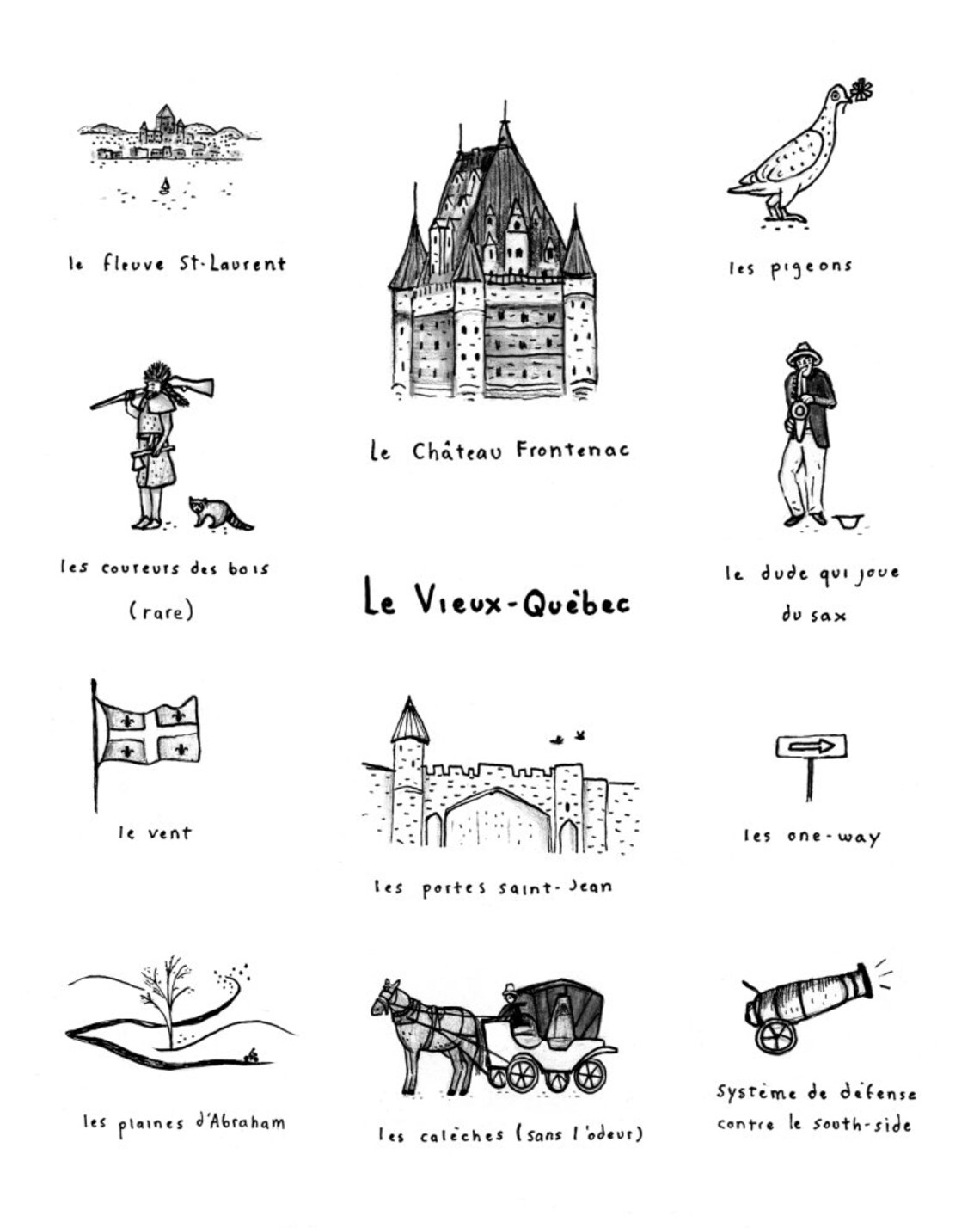 Old Quebec Illustration Poster / Quebec City / Etsy