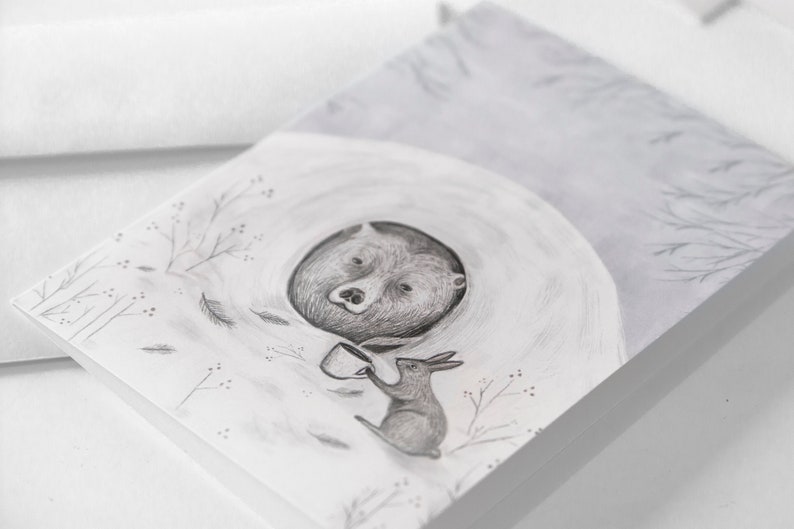Carte de souhaits - Le réveil / Bear / Coffee / Spring / Greeting cards / Stationery image 2