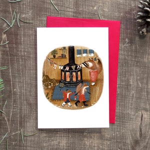 NOËL « Les renards au chalet » / Joyeuses fêtes / Christmas / Greeting card / Carte de voeux / Animal / Québec