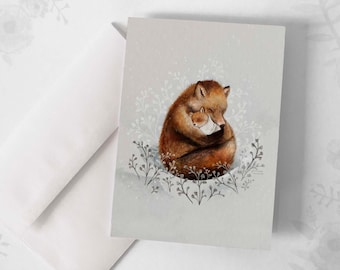 Carte de souhaits - « Premier moment » / Greeting cards / Stationery / Naissance / Renard / Illustration / Artwork / Québec