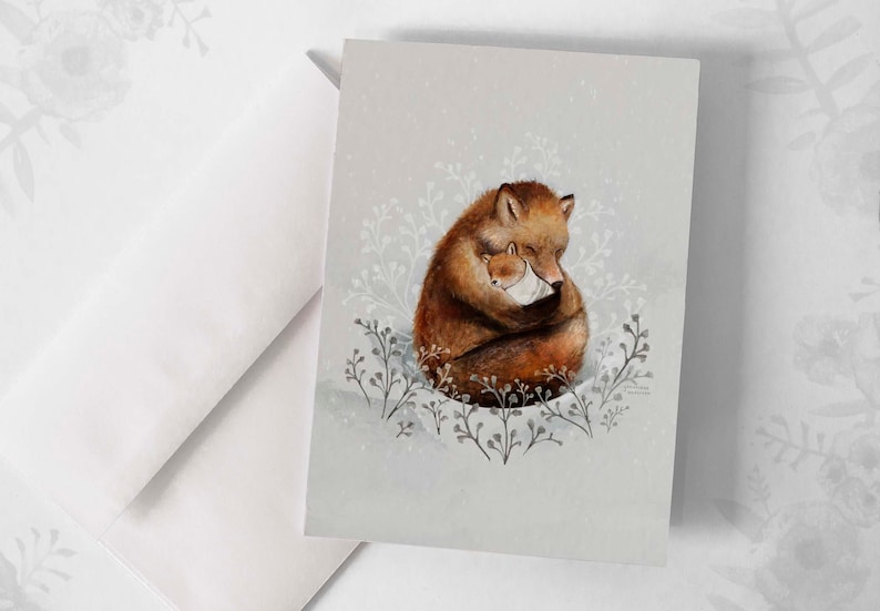 Carte de souhaits - « Premier moment » / Greeting cards / Stationery / Naissance / Renard / Illustration / Artwork / Québec Bild 1