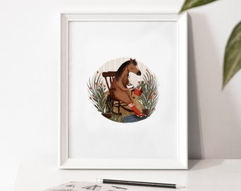 Illustration poster "The horse" / Print / Illustration / Artwork / Quebec / Horse / Book