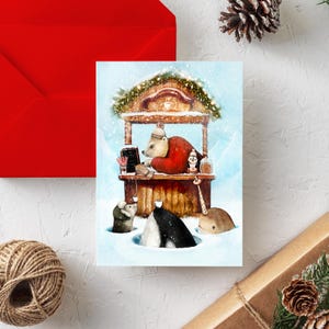 NOUVEAU - NOËL 2024 « Un p'tit réchaud? » / Joyeuses fêtes / Christmas / Greeting card / Carte de voeux / Café / Ours polaire / Québec