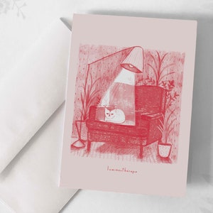 Carte de souhaits - « Luminouthérapie » / Greeting cards / Stationery / Illustration / Artwork / Québec / Cat