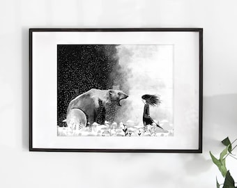 Large illustration poster 20x16 in "The Scream" / Print / Illustration / Artwork / Quebec / Bear