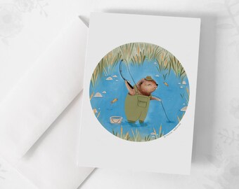 Greeting card - "Beaver fishing" / Greeting cards / Stationery / Beaver / Fishing / Illustration / Artwork / Quebec