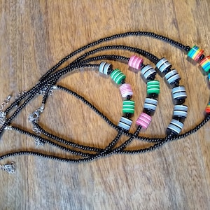 Striped Beaded 90s handmade choker necklace / Black/Multicolour Juicy Bead / Skater / Club kid / Raver / Y2K