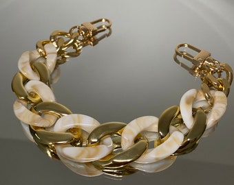 Sand Castle Chunky Acrylic Chain Bag Charm 11” Gold or Silver Hardware