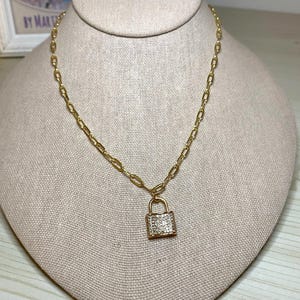 Lock It 18k Gold  Filled Paper Clip Chain Necklace 16” inches