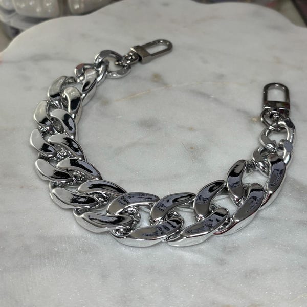 Mirror Acrylic Bag Charm, Chunky Chain, Gold or Silver Hardware