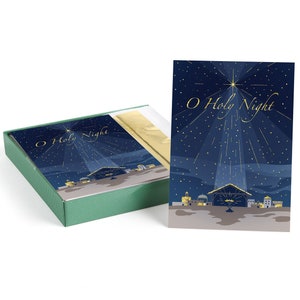 O Holy Night Christmas Cards: Gold Foil Nativity Set of 15