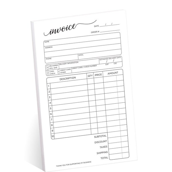 Custom Receipt Book Carbon Copy Etsy