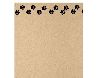 Paw Print Animal Letterhead / 50 Sheets /  8.5" x 11" Faux Kraft Pet Store Grooming Business Paper / Decorative Stationery For Cat Dog Lover