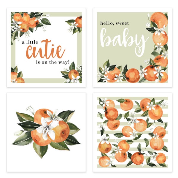 Little Cutie Party Napkins / 48 Beverage Napkins / Adorable Clementine Designs / 4 3/4" x 4 3/4" Baby Shower Napkin Set / Made In The USA