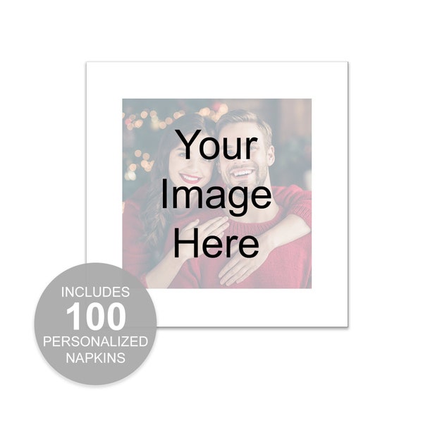 Custom Photo Napkins / 100 Personalized Beverage or Luncheon Printed 3 Ply White Paper Napkins / DIY Event Napkins / Made In The USA