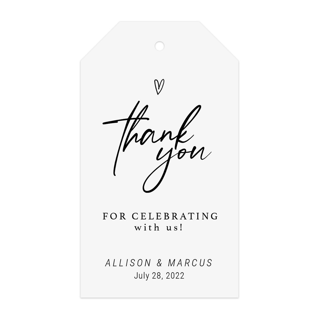 100 Black and White Party Favor Gift Tags / Personalized Package Tags