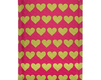 Pink Heart Poly Padded Bubble Mailer / 25 Count Self-Seal Shipping Mailers/Pink Hearts 6" x 9" Padded Brown Poly Envelopes