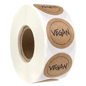 Kraft Vegan Stickers / Small 1&quot; 500 Circle Labels / Unique Design With Modern Aesthetic / Made In The USA