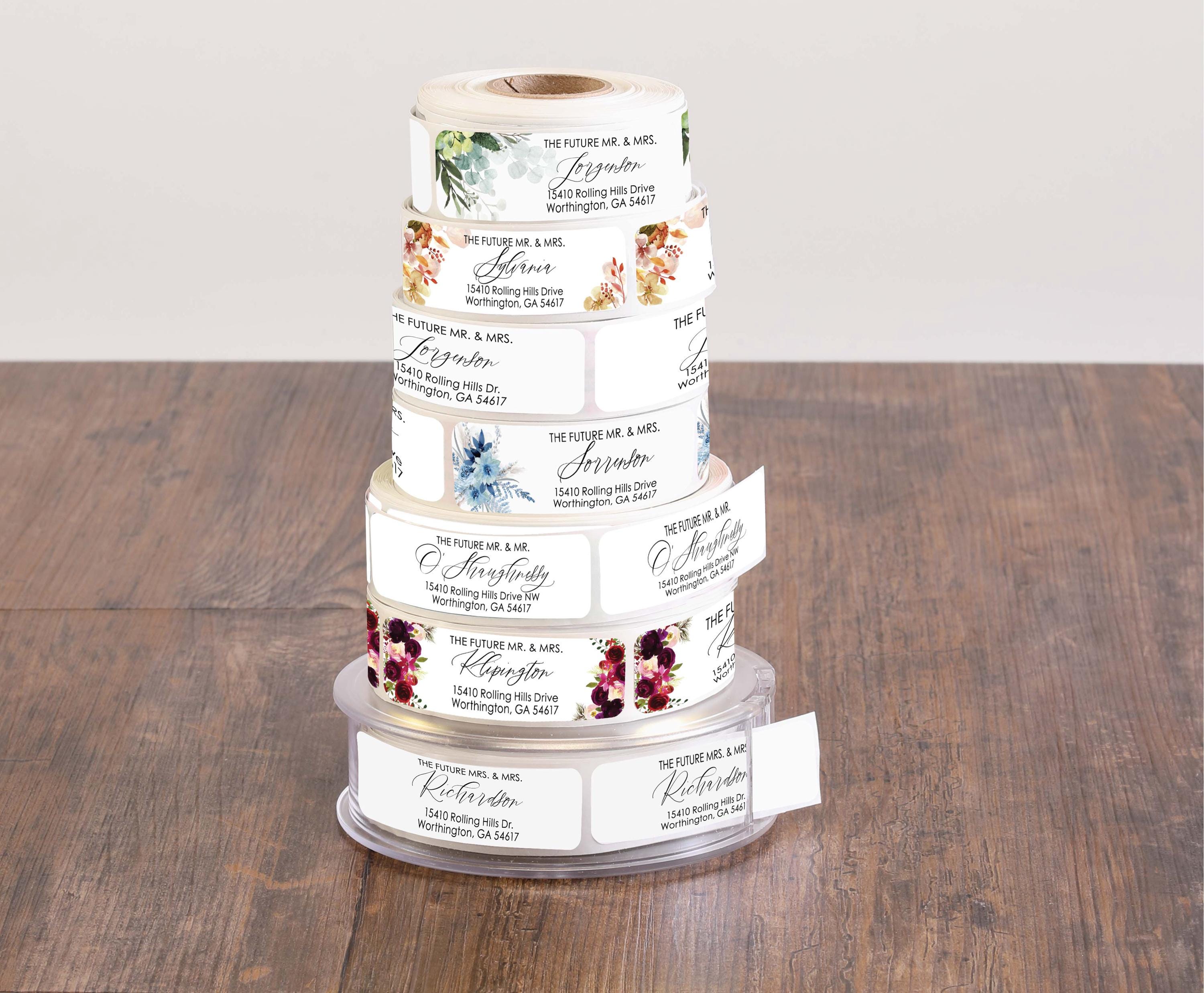 Personalized Future Mr & Mrs Return Address Labels with Dispenser | 250 or 500 labels | Wedding + Engagement Custom Labels | Modern Designs