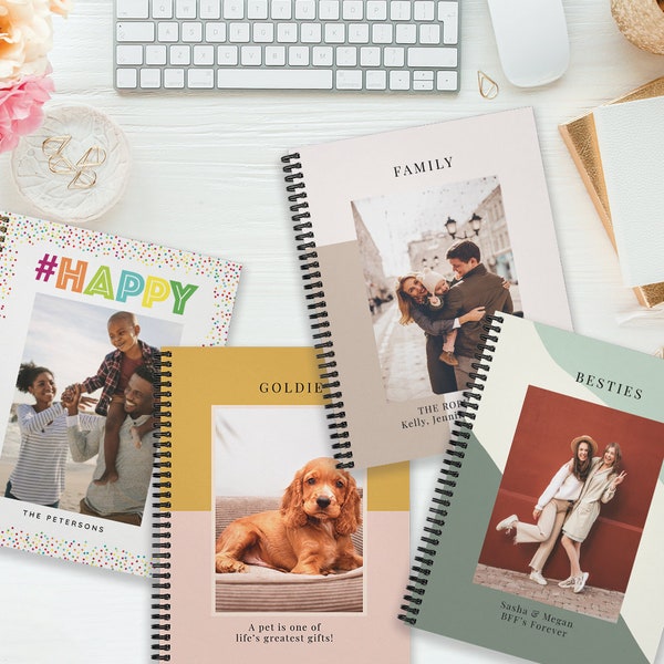 Custom Photo Notebooks / 8.5" x 11" Personalized Journal / 120 Pages / Gloss Laminated Softcover / Wire-o Spiral Binding / Made in USA