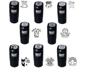 Fun Teacher Stamps / 2000 Plus Self Inking / Black Imprint Stamper / School Worksheet Stamp / Select Your Stamp