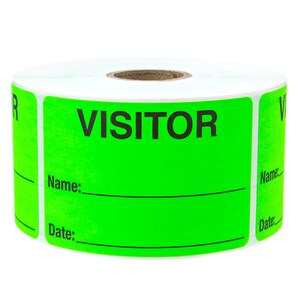 Fluorescent Green Visitor Pass Stickers: 2&quot; x 3&quot; Labels, 500 Roll