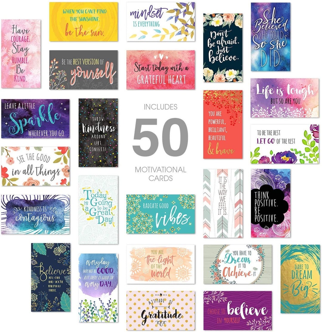 Inspirational Quote Cards/business Card Size / 50 Positivity - Etsy