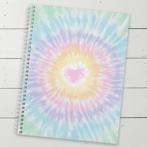Tie Dye Heart Spiral Notebook: Wide Ruled, Handmade in USA