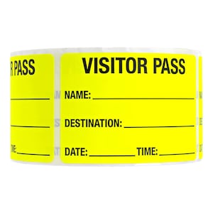 Chartreuse Visitor Pass / 500 Fluorescent Yellow ID Labels / Safety Identification Badge Stickers