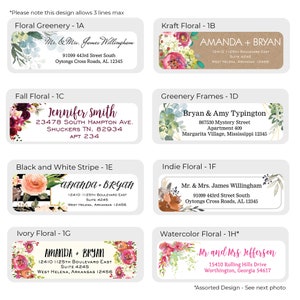 Return Address Labels With Dispenser Roll of 250 or 500 labels Mailing Stickers Wedding Labels Modern Full Color Floral Designs image 2