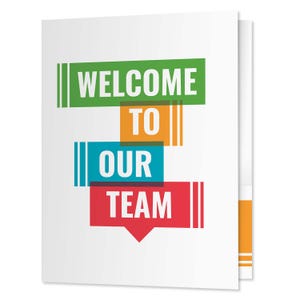 Welcome To Our Team Folders: Colorful Employee Presentation Folders, Pack of 25