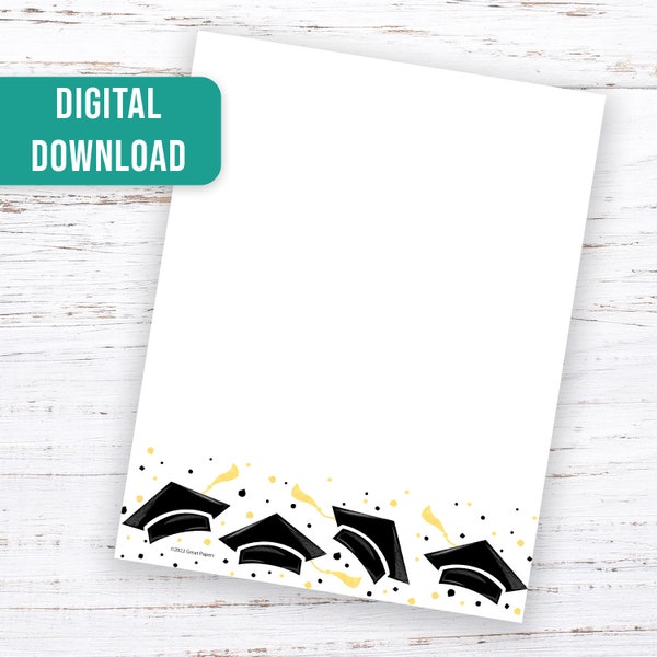 INSTANT DOWNLOAD (Digital)Graduation Confetti Letterhead /  8.5" x 11" Grad Party Invitation Paper