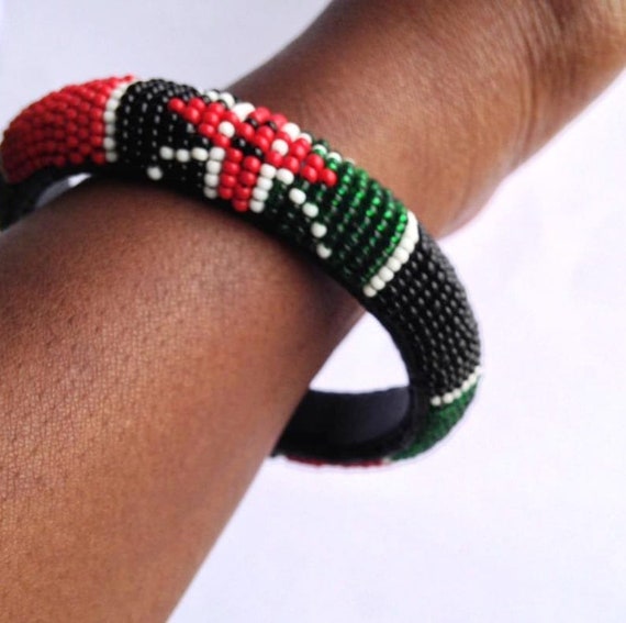 Masai/maasai/masaai beaded Uganda flag bracelet 