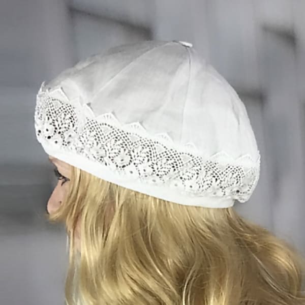 Béret de soleil en lin le plus fin beige Chapeaux d'été pour femmes Béret en dentelle Accessoires Cottagecore