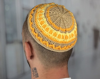 Grande kippa en tricot grande kippa au crochet kippa kippa kippa juive judaïque cadeau pour lui Bar mitzvah de Roch Hachana Pessa'h Hanoucca