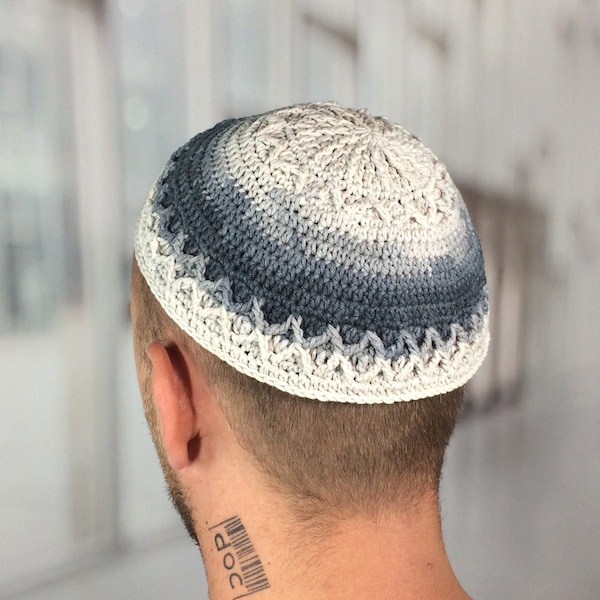 Frik knit kippah XXL Large kippah jew Custom crochet kippot yarmulke Jewish kippah Rosh Hashanah Passover Hanukkah Bar Mitzvah Gift for him