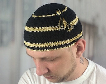 Kapobia Kufi Hats For Men, Muslim Clothes For Men,%100 Breathable Skull Beanie, Crochet Cap, Handicraft Taqiyah, Cufi, Kufe