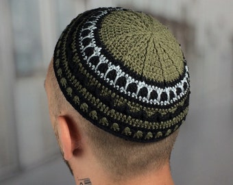 Frik kippah Large knit kippah Custom crochet kippot vs yarmulke Jewish kids kippah Rosh Hashanah Passover Hanukkah Bar Mitzvah Gift for him