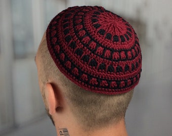 Frik kippah Large knit kippah jew Custom crochet kippot yarmulke Jewish kids kippah Rosh Hashanah Passover Hanukkah Bar Mitzvah Gift for him