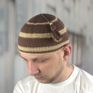 Kapobia Kufi Hats For Men, Muslim Clothes For Men,%100 Breathable Skull Beanie, Crochet Cap, Handicraft Taqiyah, Cufi, Kufe