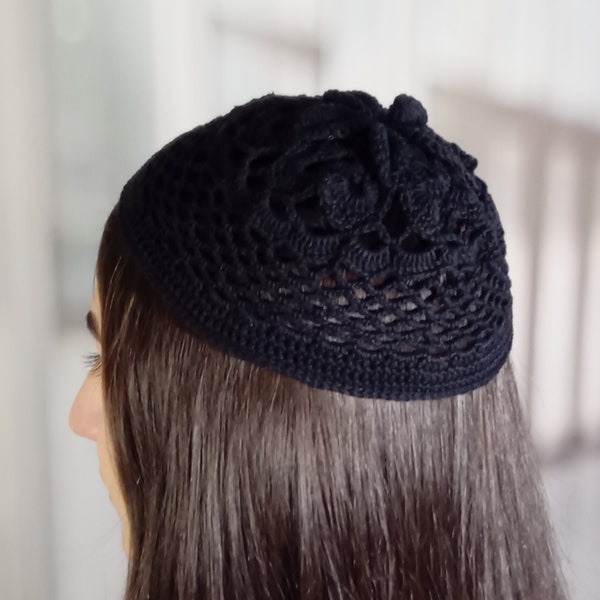 Cotton lace womens kippot Hiddur Mitzvah kippah for ladies Flower yarmulke Jewish aesthetics Passover Rosh Hashanah gift for her