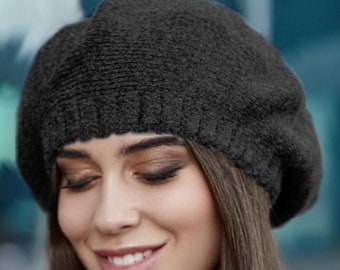 Alpaca Knit Beret: Classic French Style Winter Hat