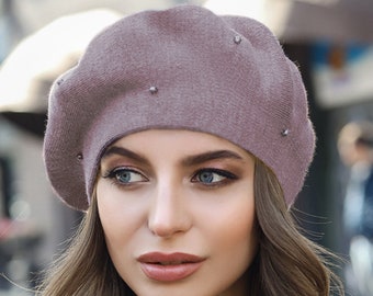 Shiny Hat Spark Sequins Knit Beret Women Glittering Spring