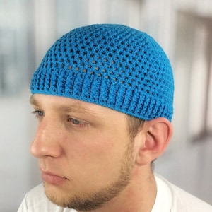 Breathable elastic Kufi for large heads Musician hat Stretch skull cap with afro hair compression feature Gift for him