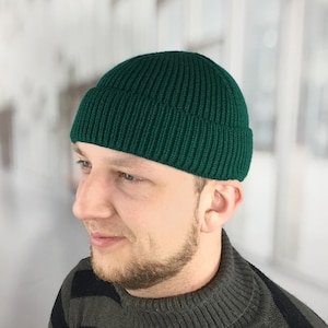 Mens beanies Fisherman beanie hat Crochet beanie men Short spring hats Wool mens beanie Knit dockers watch trawler hat Birthday gift for him