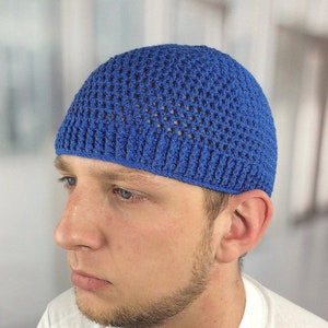 Crochet Kufi Beanie: Breathable Stretch Skull Cap, Men&#39;s Musician Hat