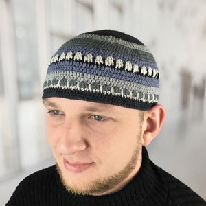 MM Kufi Hat Crochet Cap Beanie - 100% Cotton, One Size Fits All, Gray - View #12