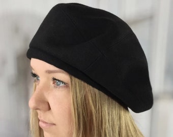 Beret for women Black classic french beret Birthday Christmas gifts for her