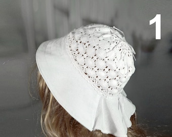 Lace Linen Sun Hat: Women&#39;s White Eyelet Bucket Hat