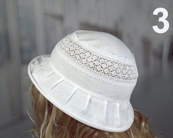 Lace linen sun hat women Flower bucket hats Breathable summer panama hat Scrub caps for women White Beige colors